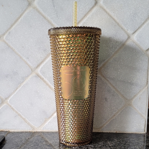 DISNEY X STARBUCKS 50th Aniversary Disney World Studed Gold Tumbler - Picture 3 of 5